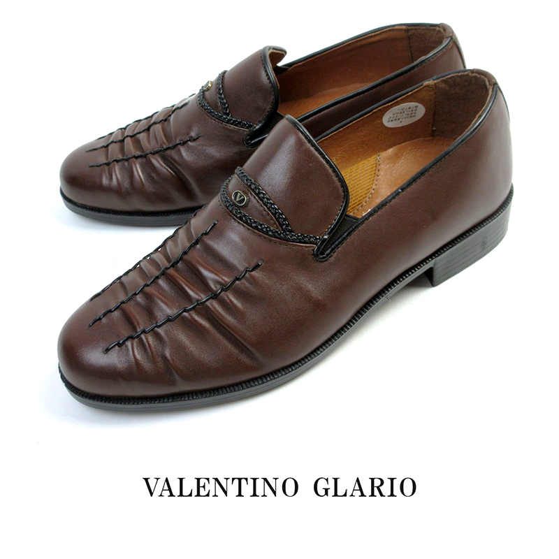 Valentino Glario バレンチノグラリオ 吟付き牛革 スリッポン メンズ 4E ショック吸収 ローファー 556 おじ靴 カジュアル  シャーリング ウォーキング